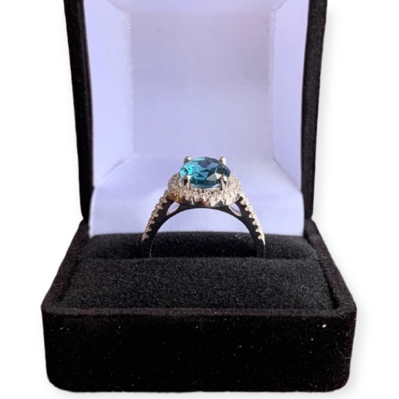 STERLING SILVER LONDON BLUE RING - Picture 5 of 9